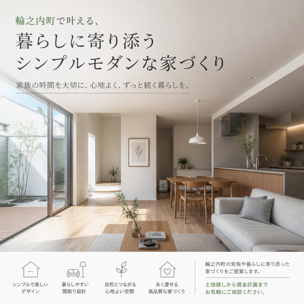 輪之内町で叶える、暮らしに寄り添うシンプルモダンな家づくり