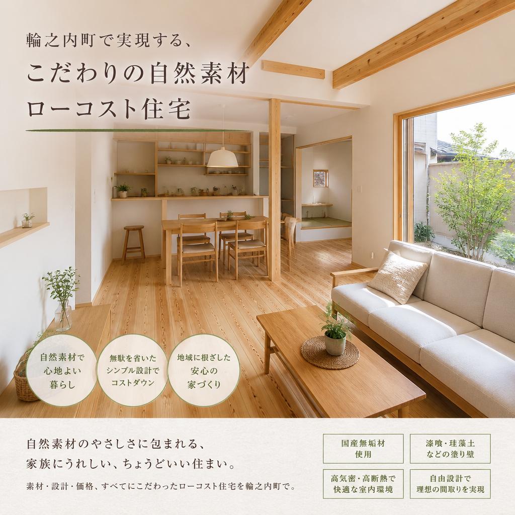 輪之内町で実現する、こだわりの自然素材ローコスト住宅
