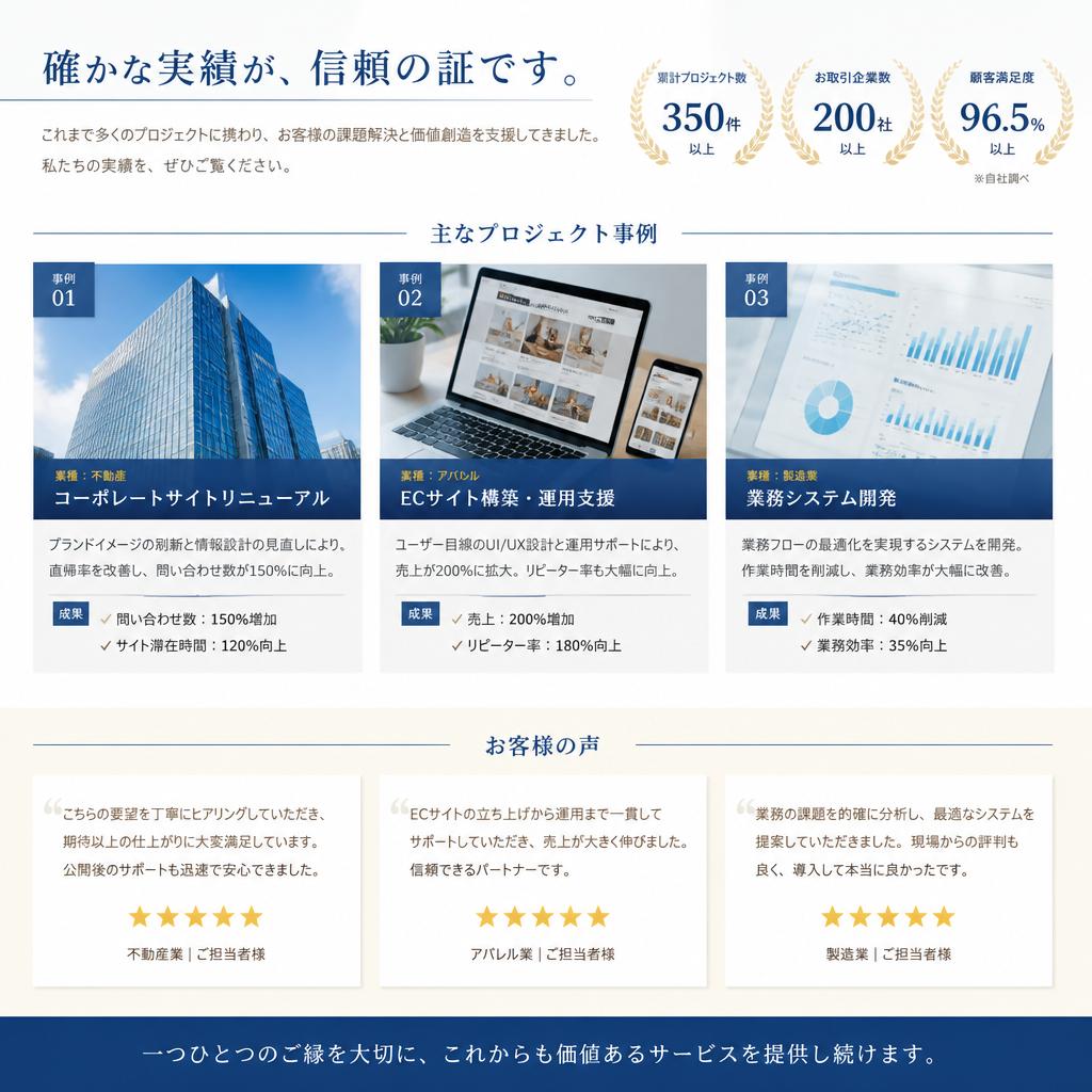 実績紹介とお客様の声