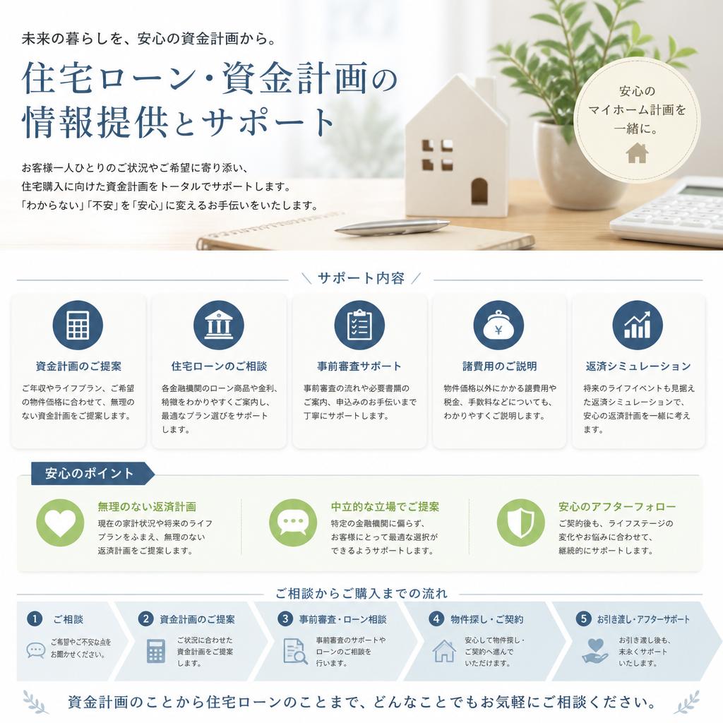 住宅ローンと資金計画のサポート